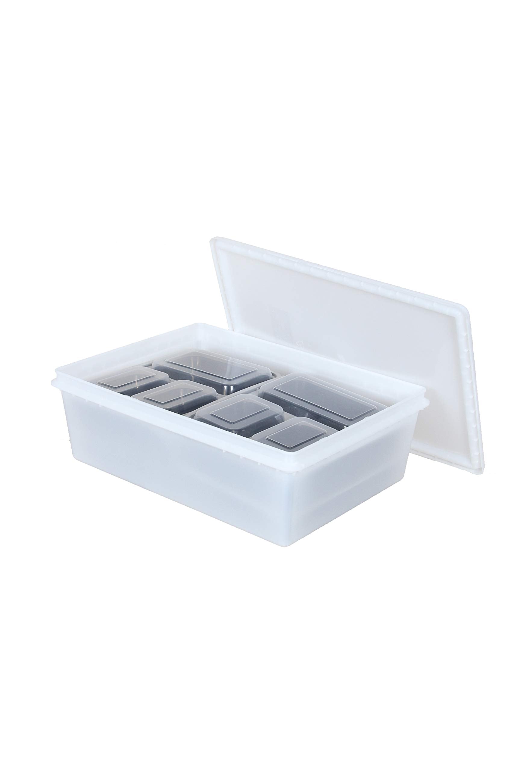 Continental Plastics Fish Tubs/Food Storage Bins 25Lb And 10Lb With Lids 11.5 X 15.5'', Pack Of 10 Combos, (5 Deep Bases And 5 S