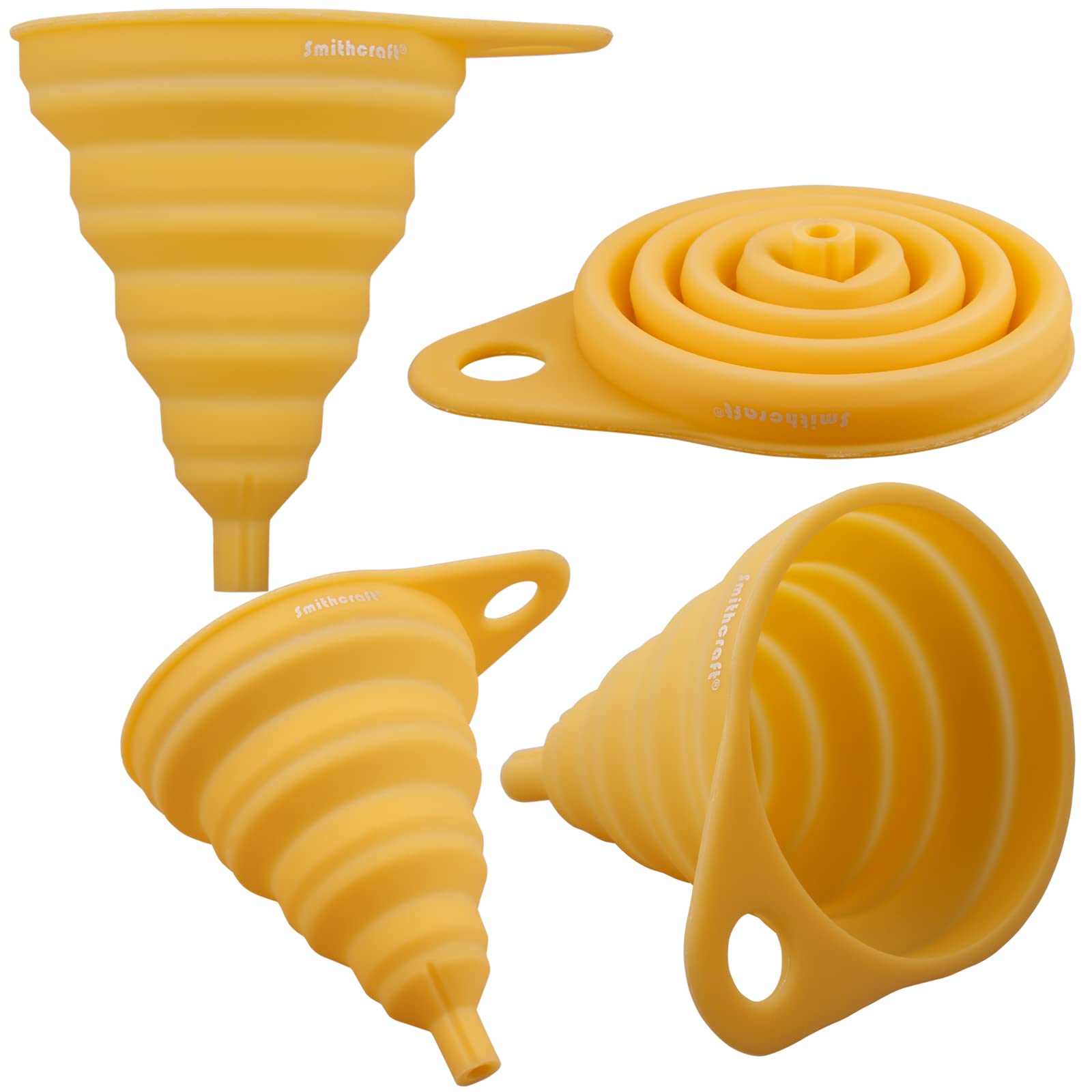 Smithcraft Funnel Set 4, Silicone Funnels For Kitchen, Collapsible Funnels For Water Bottle, Liquid Transfer Funnels With Narrow