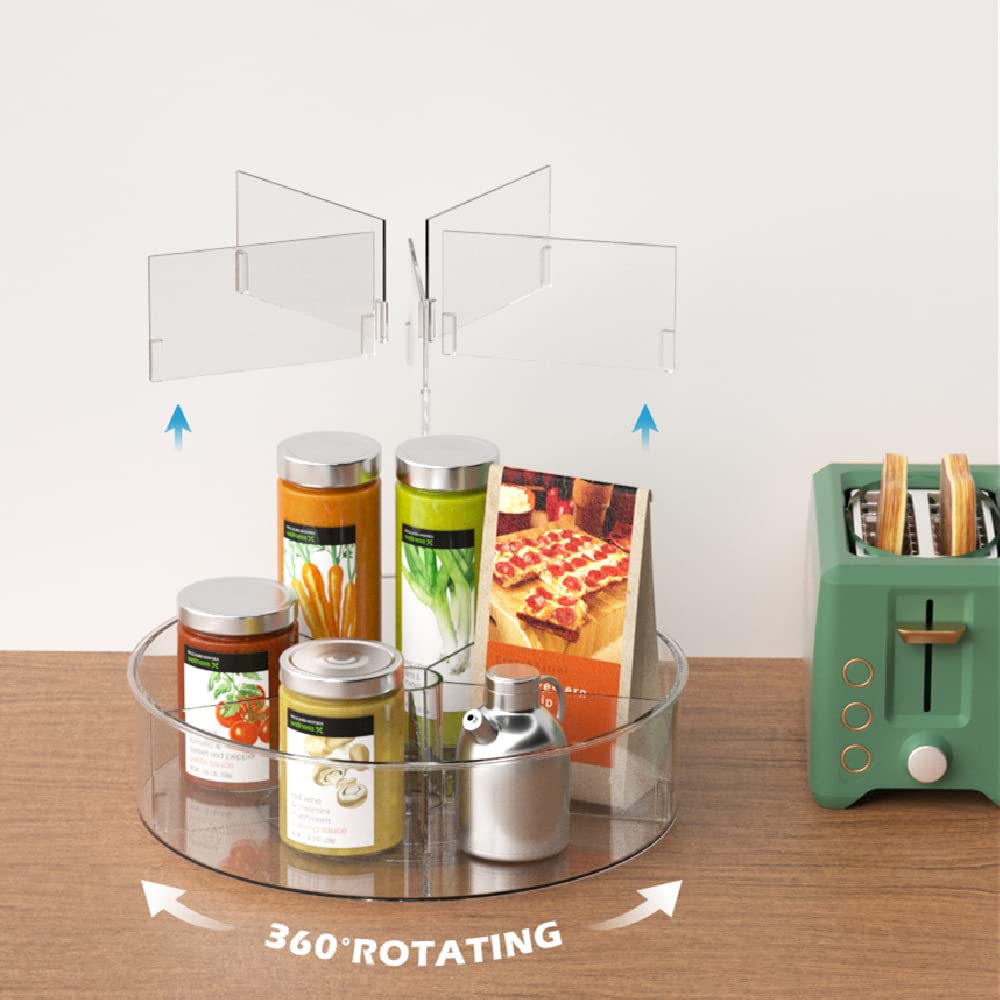 Plastic Round Lazy Susan Rotating Turntable Food Storage Container For Cabinet, Pantry, Refrigerator, Countertop, Spinning Organ