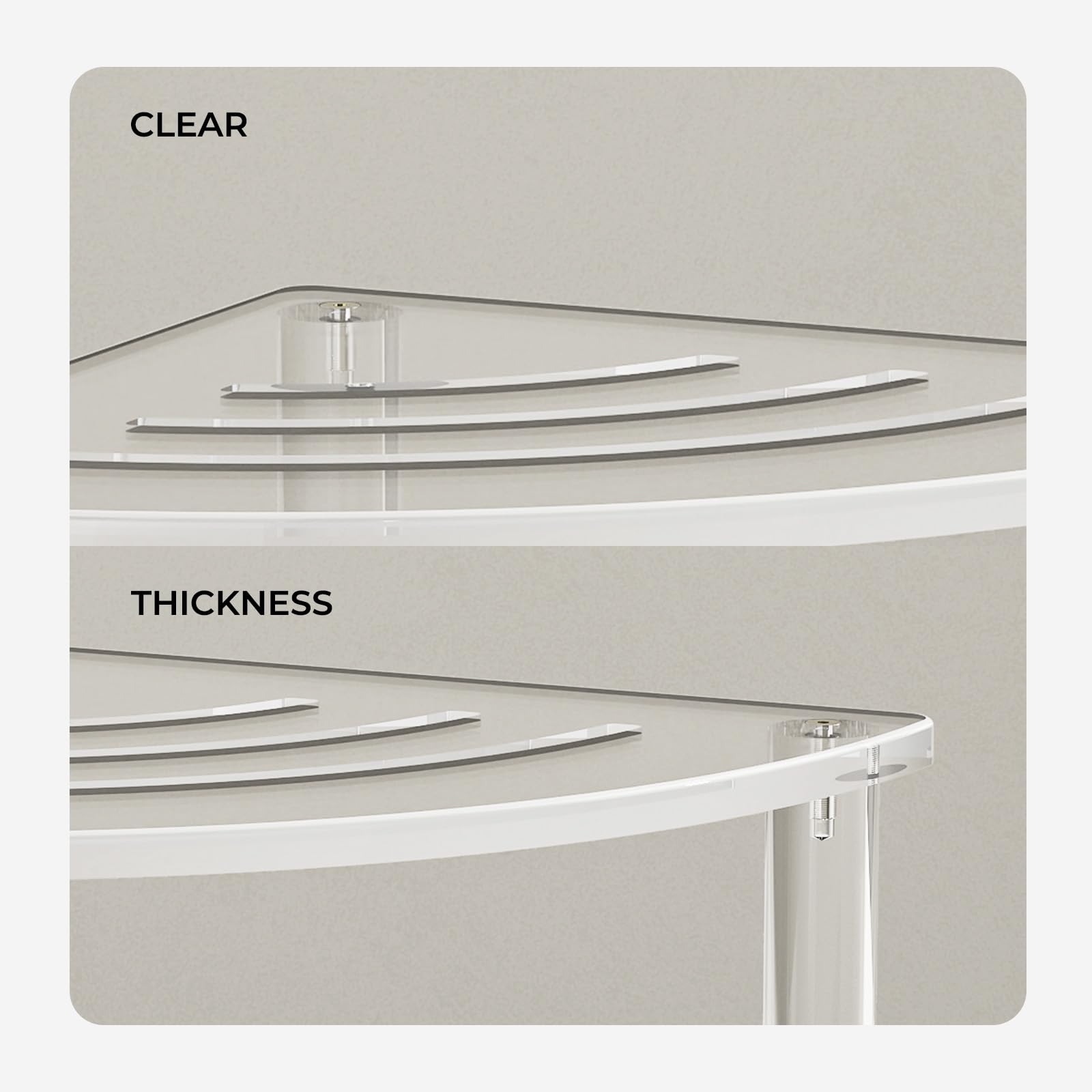 Sumerflos Acrylic Corner Shower Stool For Inside Shower - Clear Small Shower Bench For Shaving Legs Seating Waterproof Heavy Dut