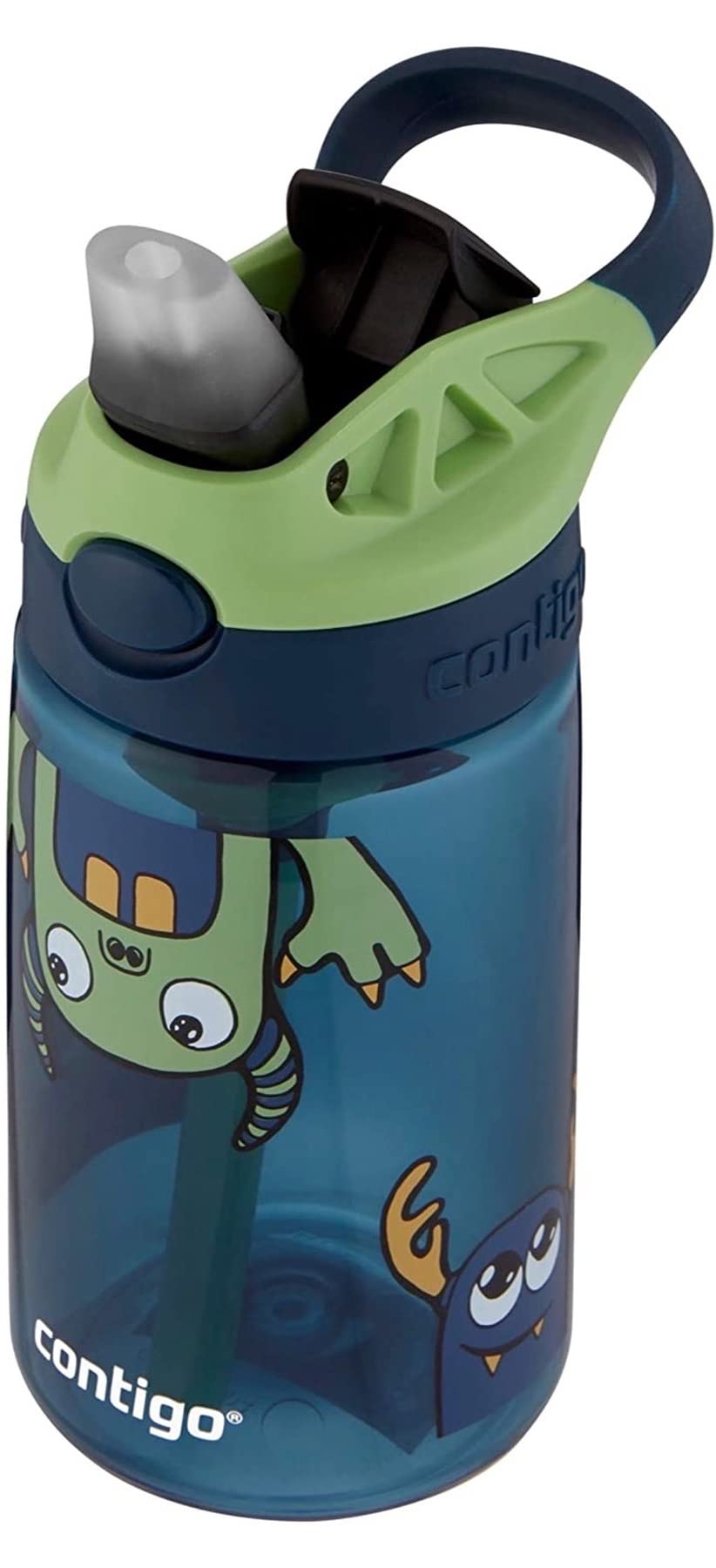 Contigo Kids Straw Water Bottle With Autospout Lid, 14Oz, Monsters
