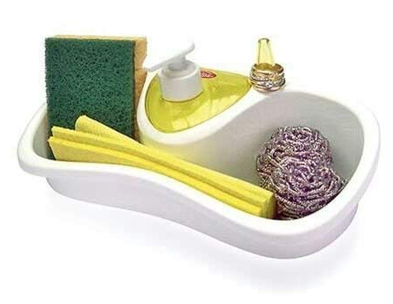 Lukzer 1 Pc Sink Organizer Drainer Stand With Sponge Liquid Holder And Soap Dispenser Pump Multi Utility Soap Sponge Storage For