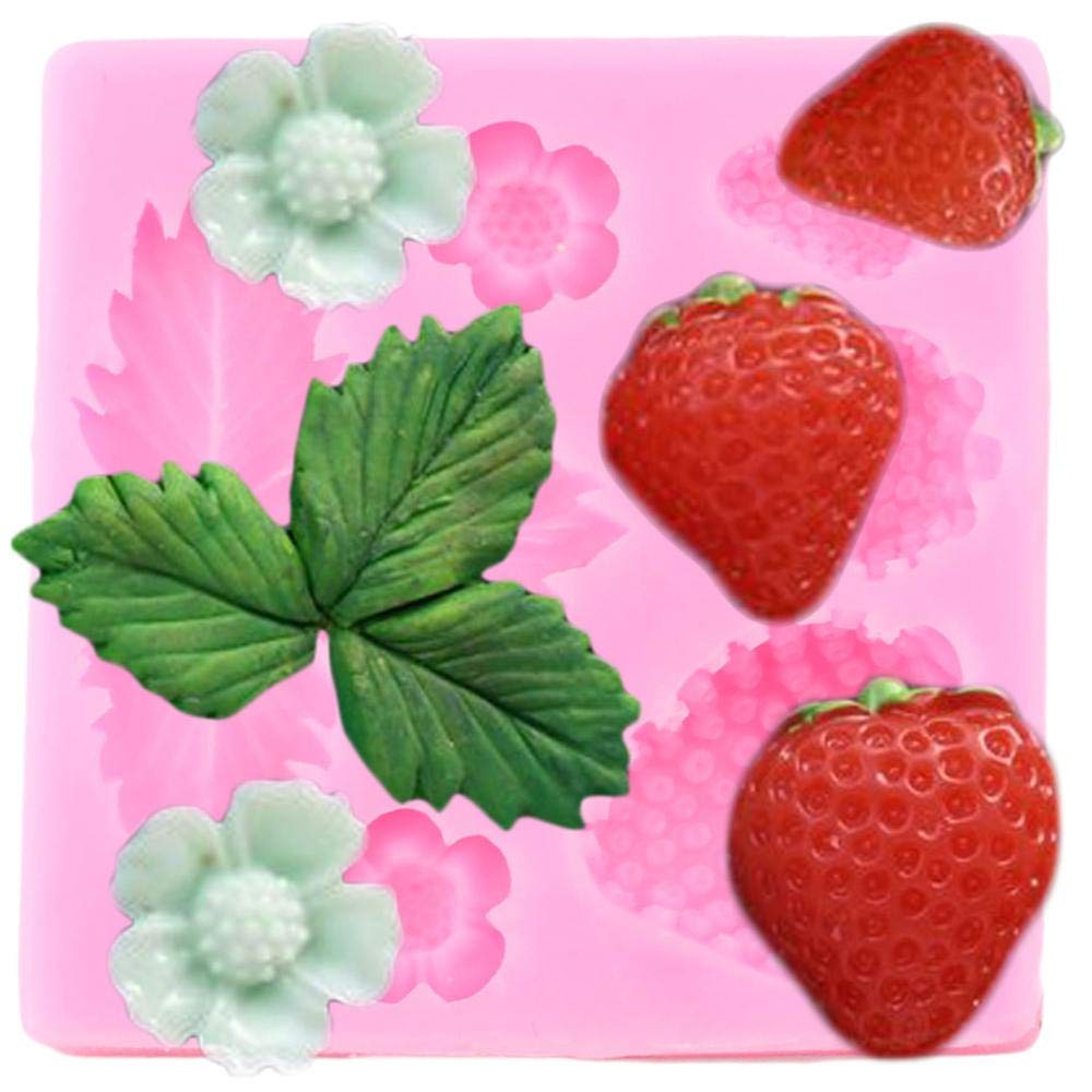 1Pc 3D Strawberry Flowers Leaves Silicone Mold For Handmade Diy Gum Paste Desserts Candy Fondant Jello Crystal Resin Crafting To