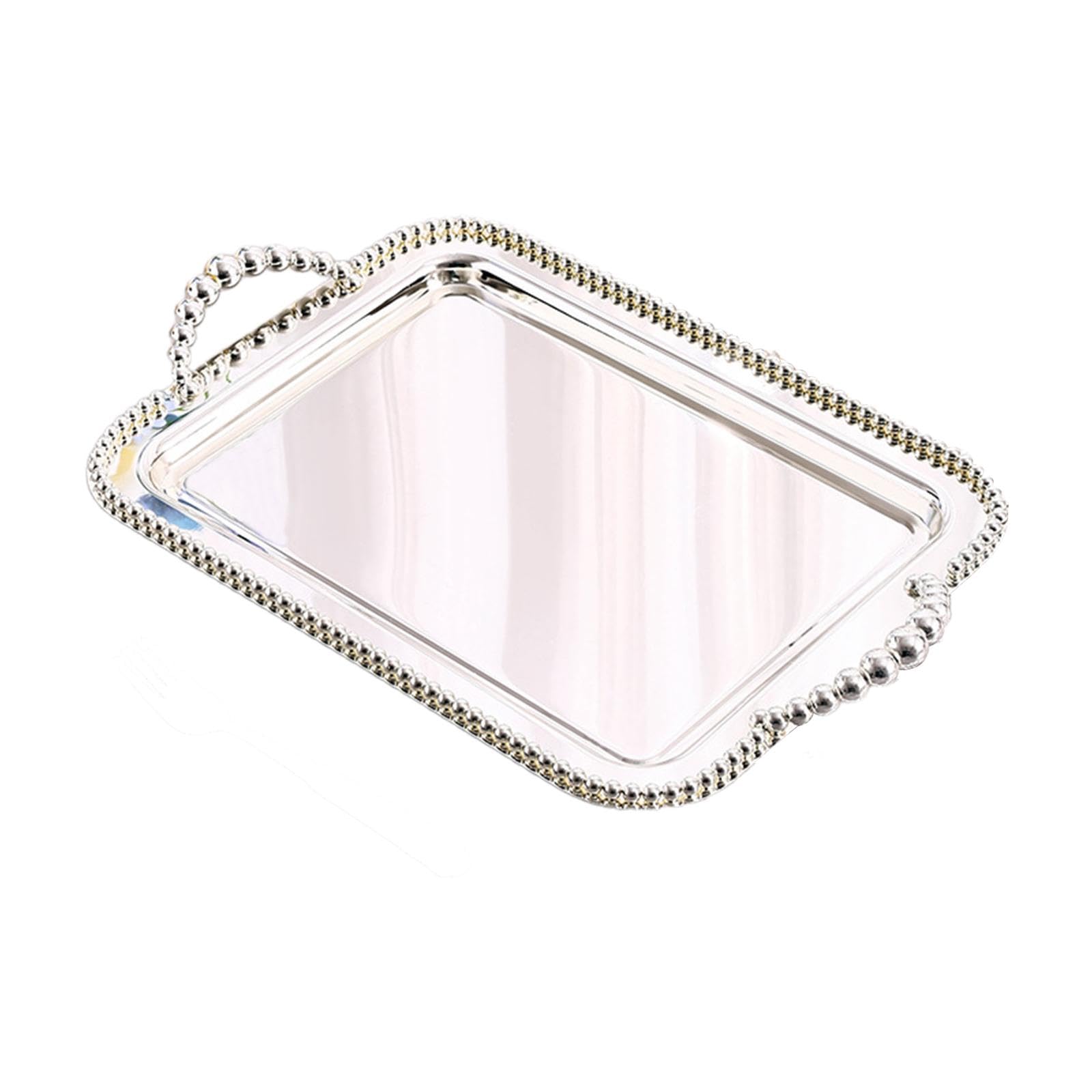 Trendivibe Serving Tray With Handles Elegant Vanity Tray For Kitchen Coffee Table Party Silver