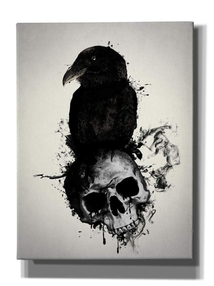 Cortesi Home Raven And Skull Wall Art, 12 In X 16 In, Black