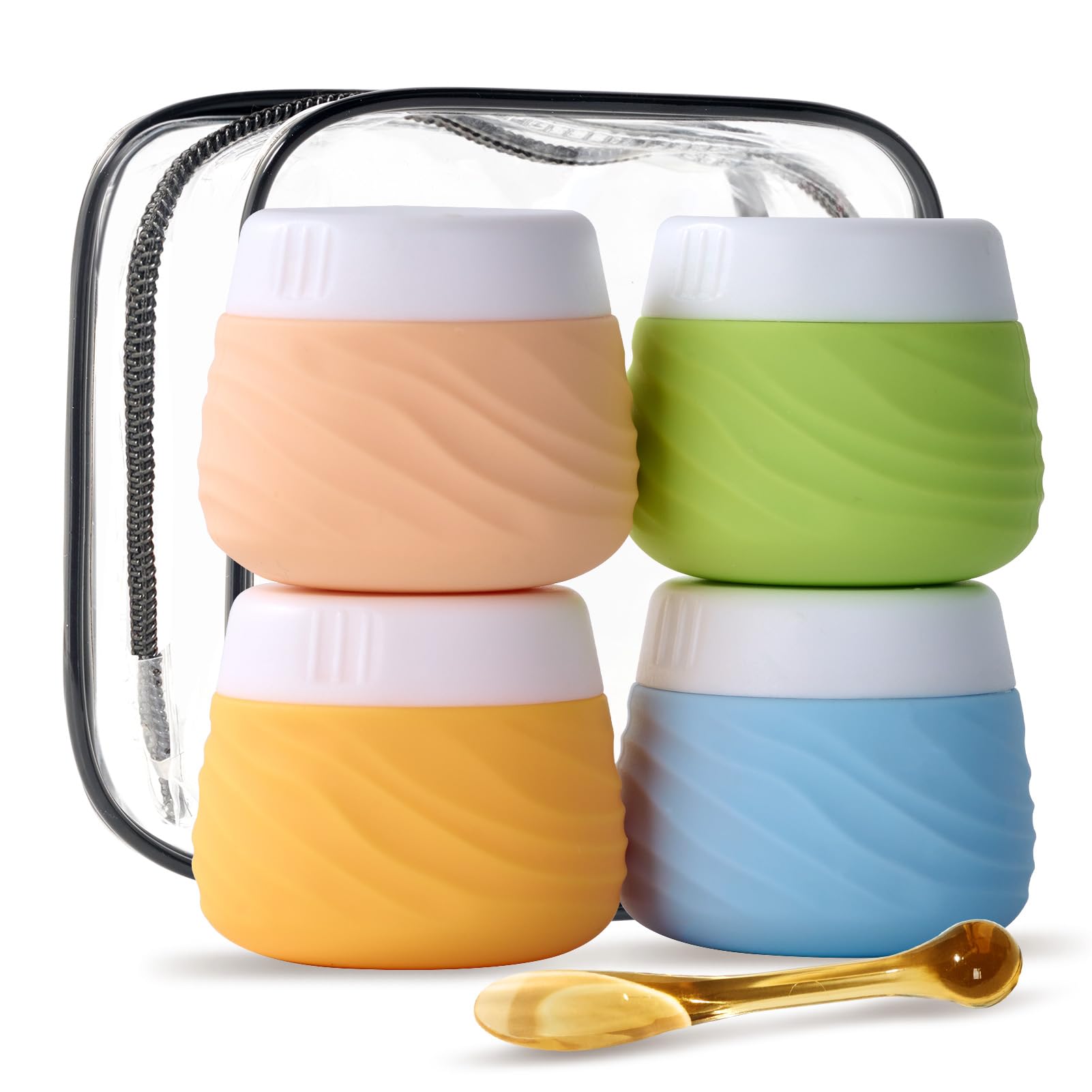 Travel Containers For Toiletries, Silicone Jar With Lid Eternal Moment, Tsa Approved Travel Size Bottles With Clear Bag, Leak-Pr