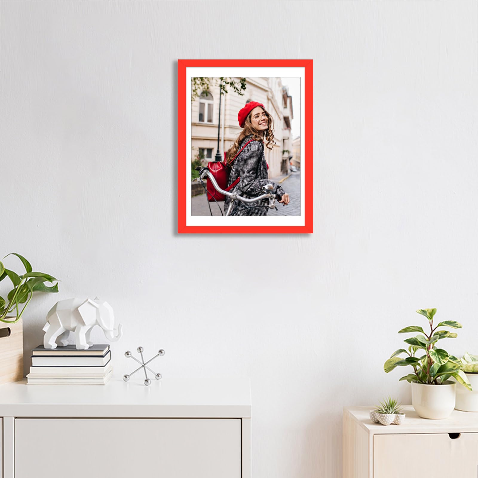wyooxoo 12x16 Picture Frame Made of Solid Wood Red Photo Frames Display Pictures 11x14 with Mat or 12x16 Without Mat Colorful Fr