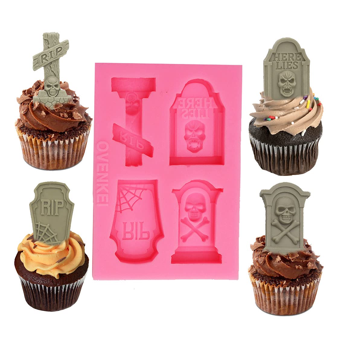 Halloween Mold Silicone Halloween Tombstone Mold Halloween Candy Chocolate Mold Halloween Skull Mold