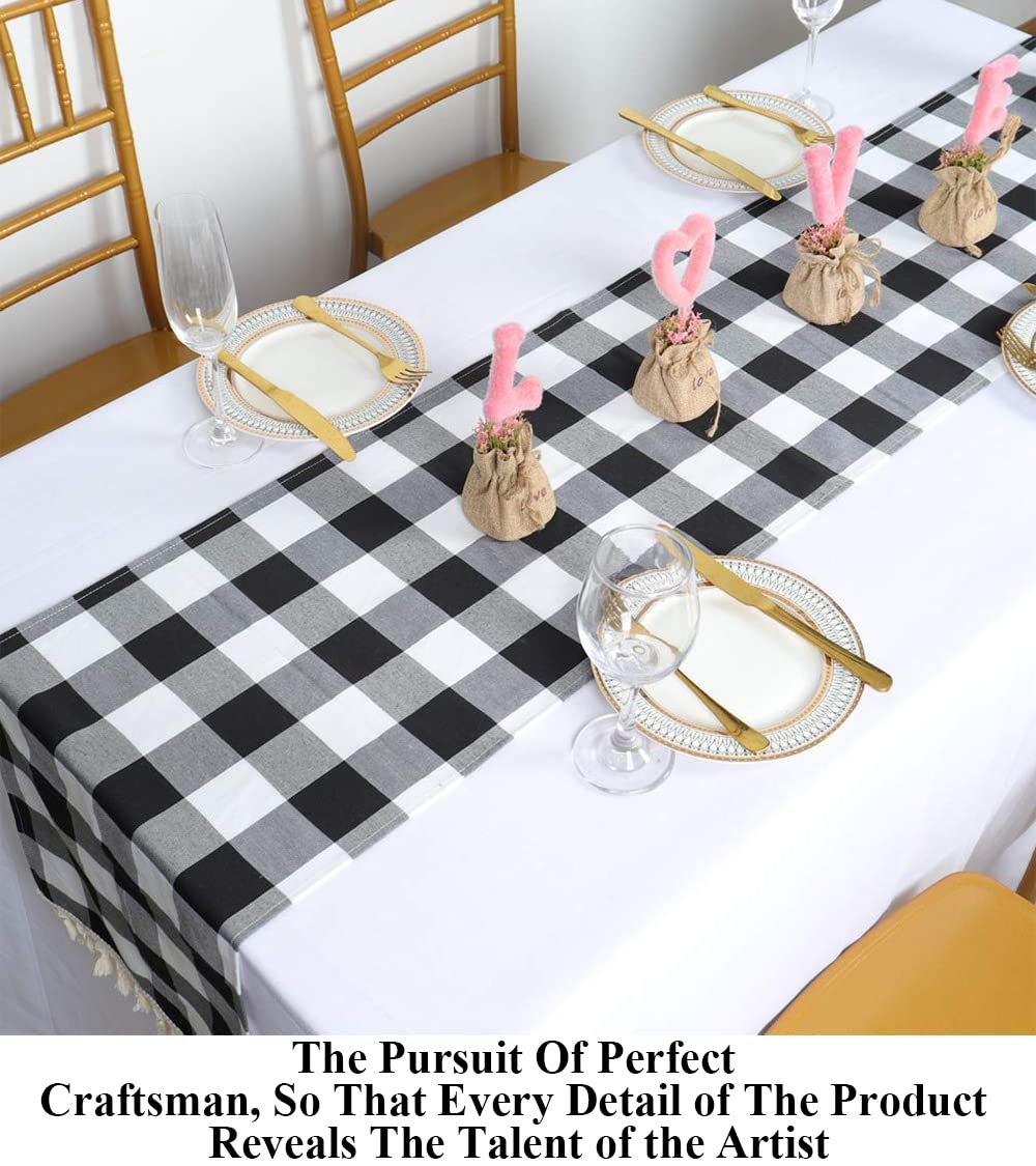 Partisout Buffalo Check Table Runner Checked Table Runner With Tassel Bluffalo Plaid Table Runners Washable Cotton Linen Table C