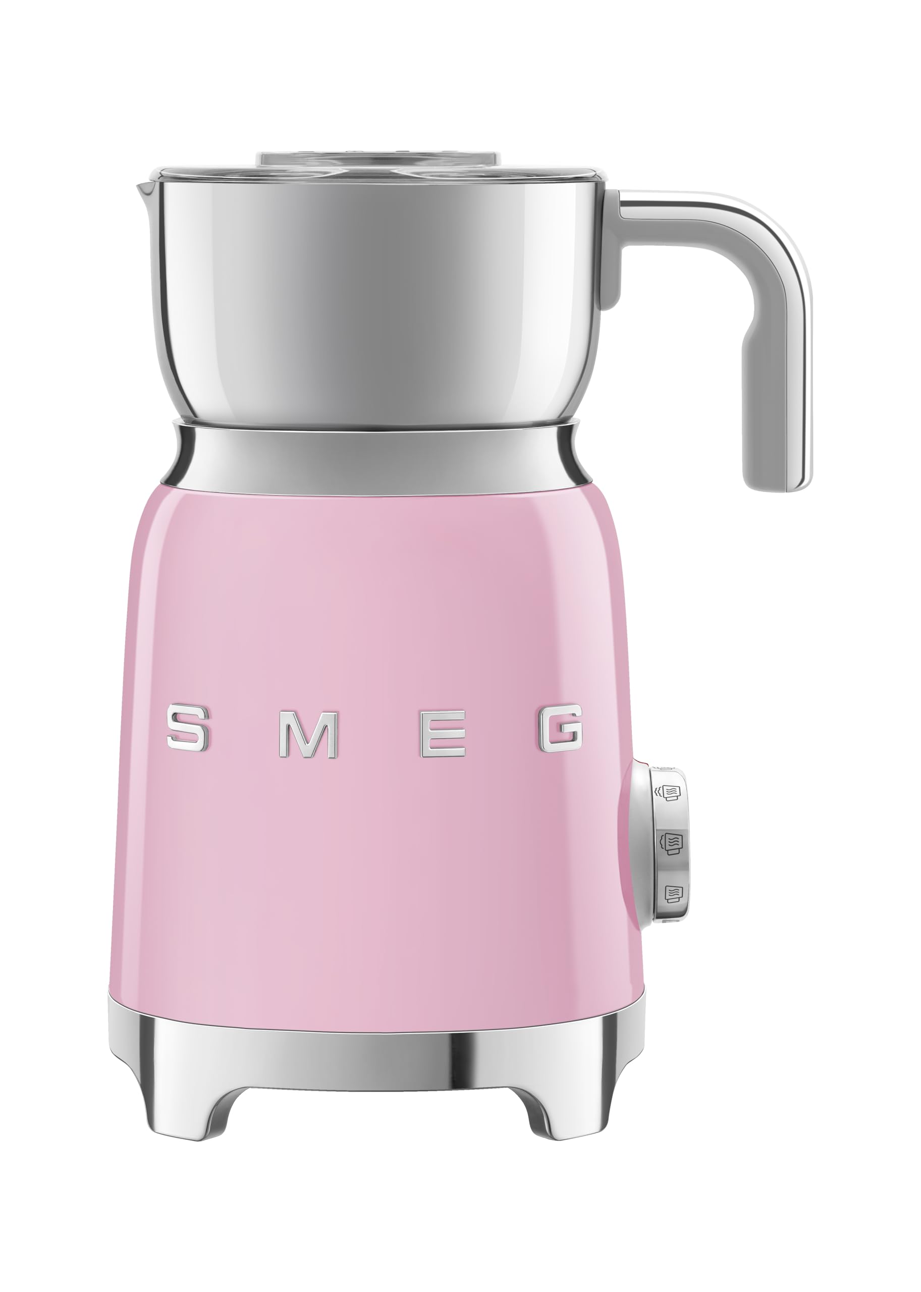 Smeg Retro 50'S Style Milk Frother With 2 Disks 6 Preset Programs Hot Or Cold Frothing And Induction Heating (Pink)