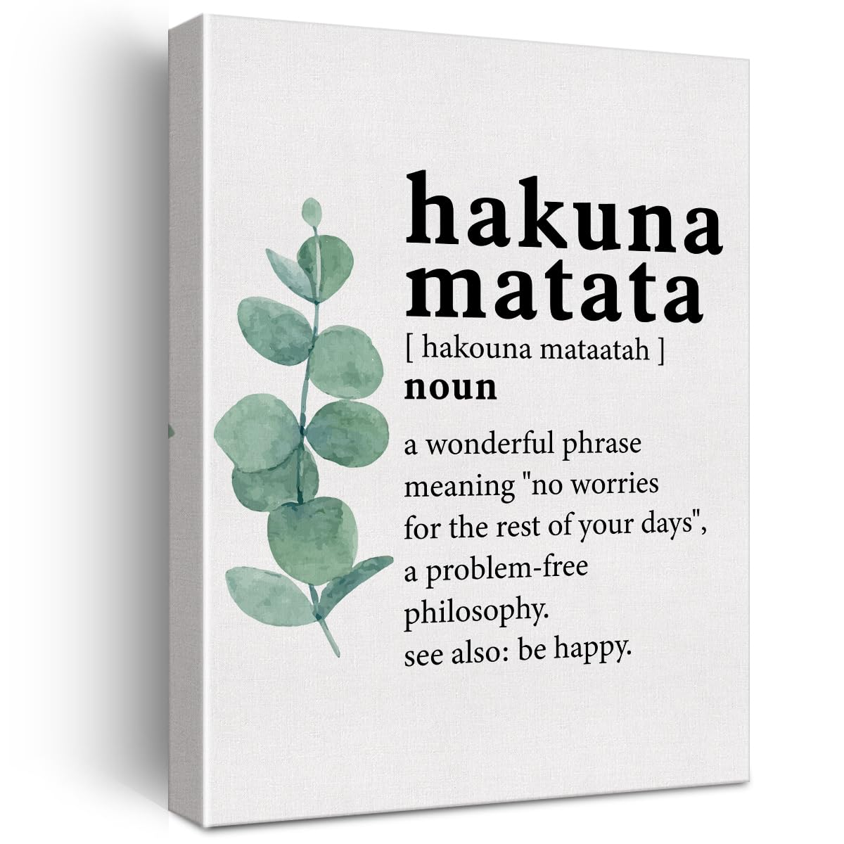 Canvas Wall Art Inspirational Hakuna Matata Word Definition Canvas Print Painting Home Wall Decor Framed Funny Gift 12x15 Ready 