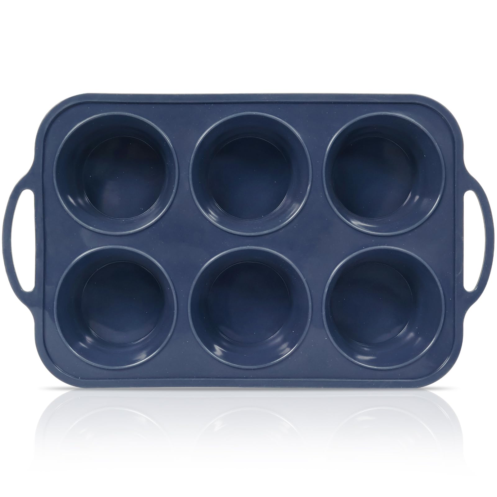 Vnray Jumbo Silicone Muffin Pan with Metal Frame, Non Stick Silicone Cupcake Pan with Handles 6 Cup, BPA Free Silicon Muffin Tin