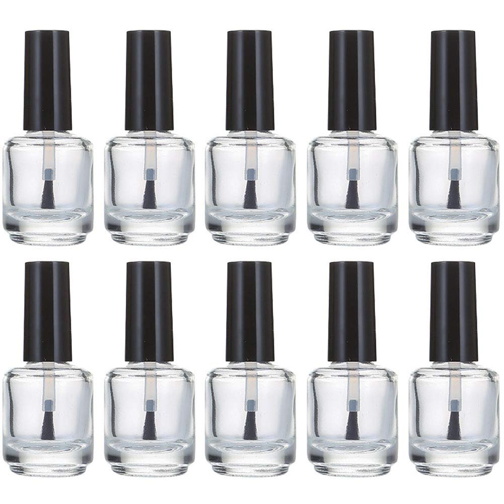 Teensery 10 Pcs 15ml Glass Nail Polish Bottles Empty Refillable Nail Polish Bottle Containers with Brush Cap for Nail Art Sample