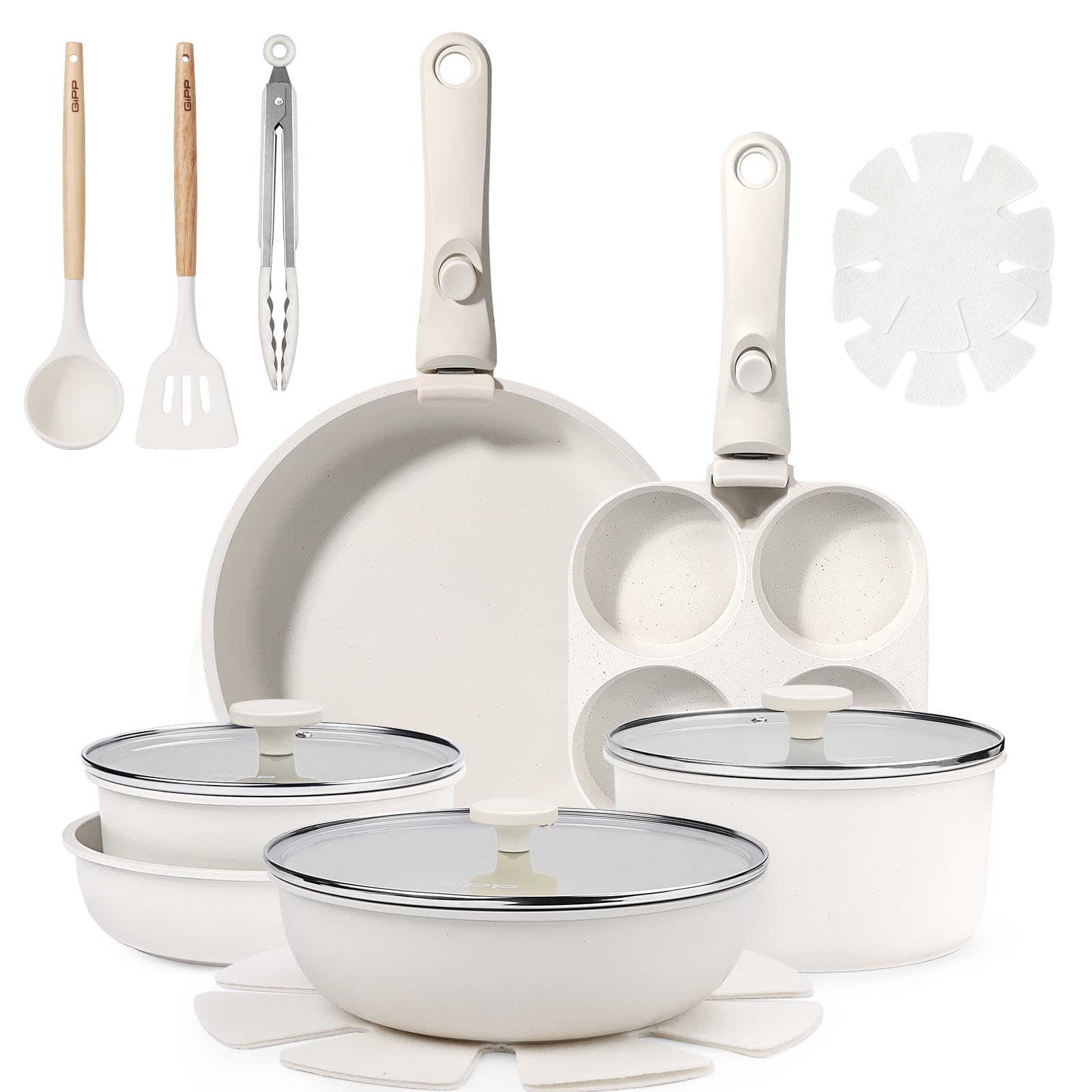 GiPP 18PCS Pots and Pans Set Non Stick Kitchen Cookware Sets Pot and Pan
