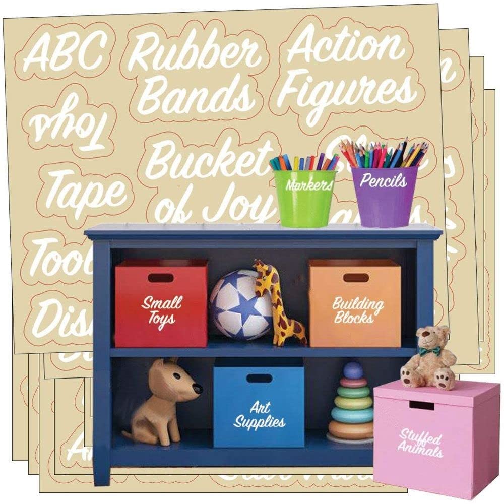 Talented Kitchen Playroom Organization Labels - 120 White Preprinted Stickers For Bins, Containers, Folders, Cubbies - Water Res