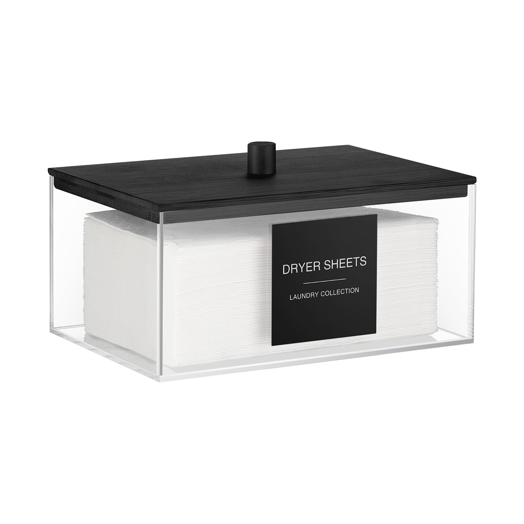 Acrylic Dryer Sheet Holder With Lid, Clear Laundry Sheets Container With 27 Labels, Laundry Pods Storage For Laundry Room Organi