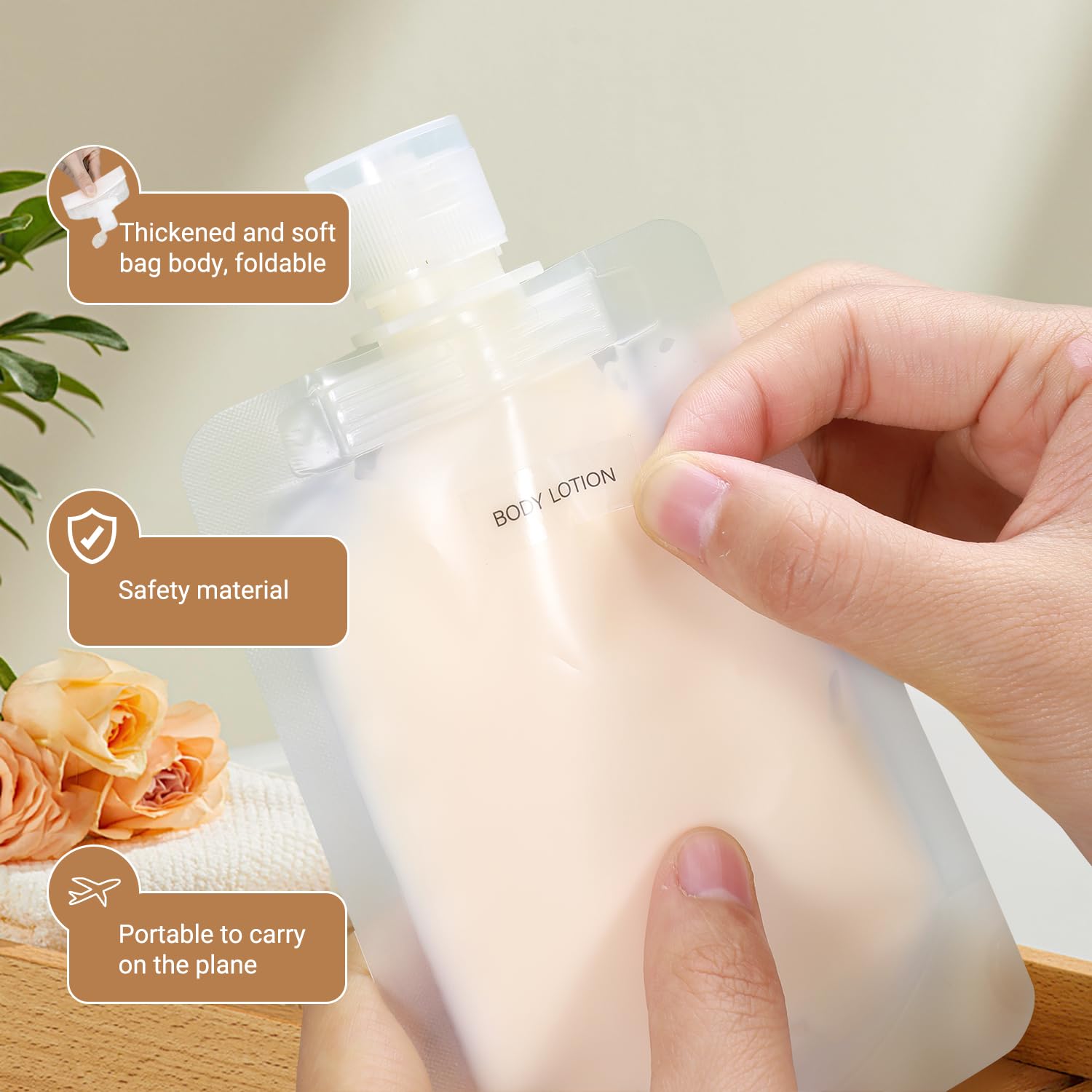 Asevat 9Pack Leak Proof Empty Squeeze Pouches Refillable Travel Size Containers Liquid Pouch Cosmetic Container Tsa Approved Bag