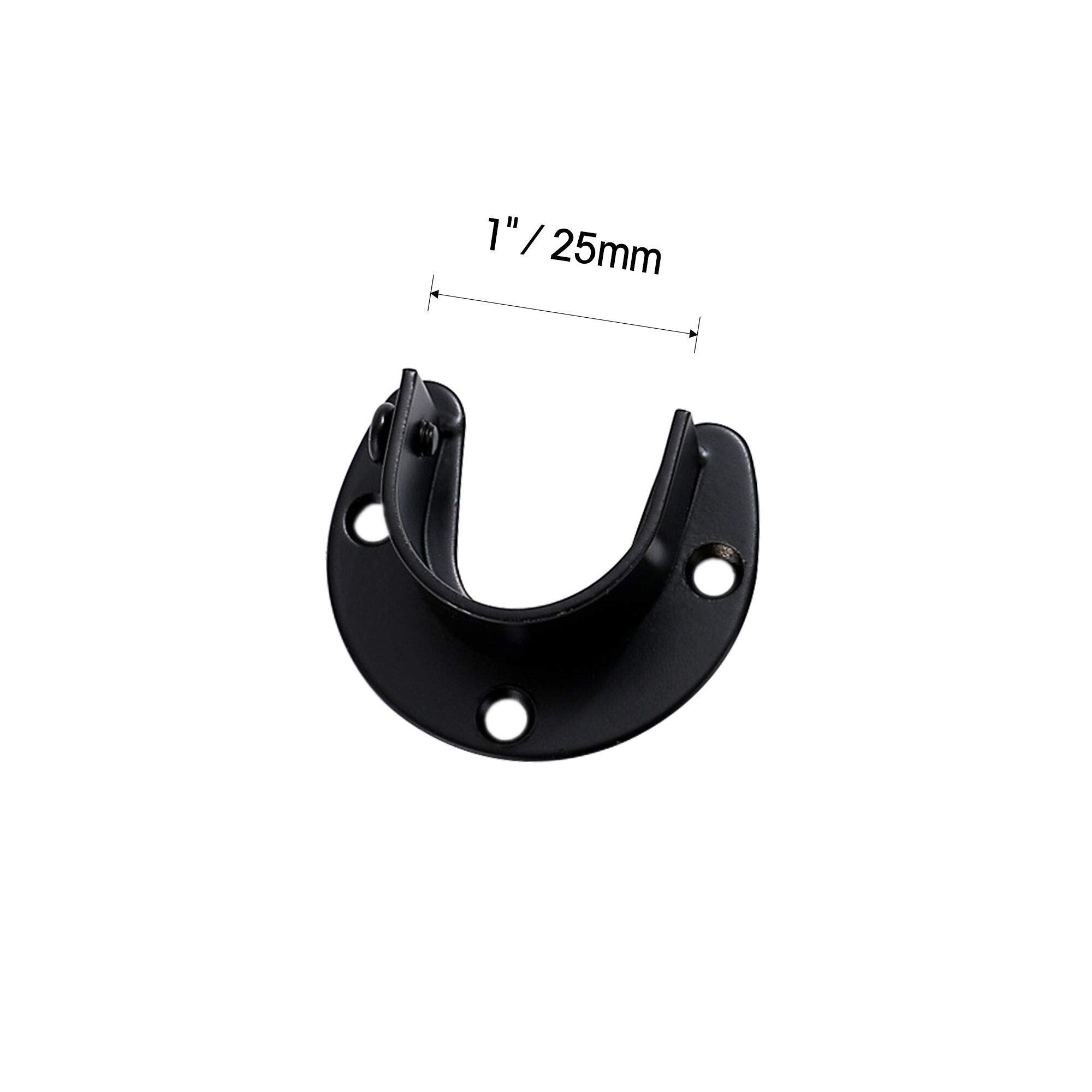 U Shape Shower Rod Holder 4Pcs Curtain Rod Bracket Stainless Steel Closet Rod Holder 1'' & 1-1/4'' Diameter Heavy Duty Pole Flan
