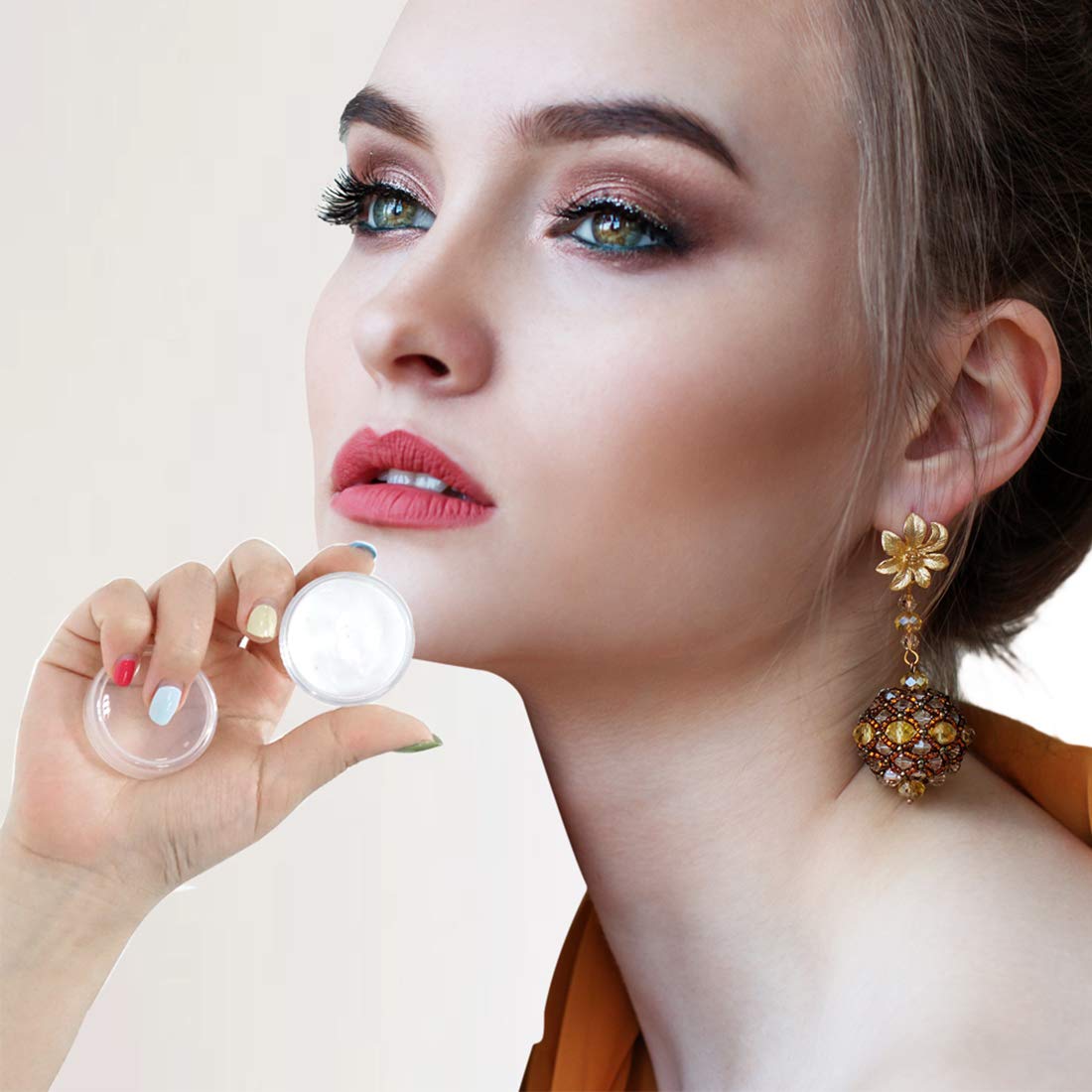 Zejia 10Pcs Small Travel Containers, Clear Sample Containers With Screw Lids, 5 Size 3/5/10/15/20 Gram Sample Jars With 12Pcs La