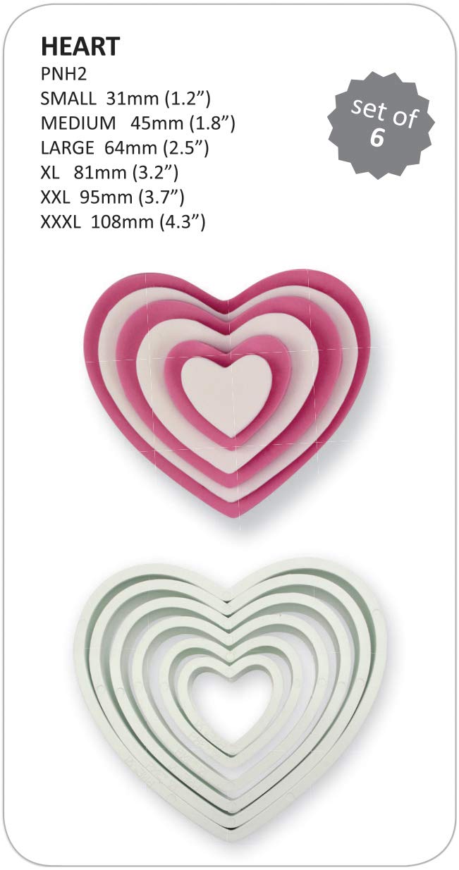 Pme Heart Cutters, For Cake Decorating, Set Of 6