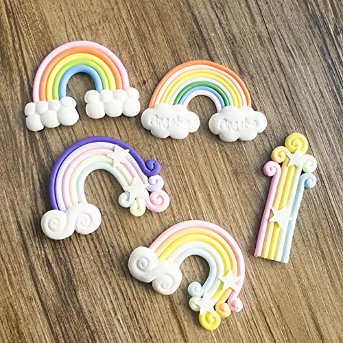 Fewo Rainbow And Cloud Fondant Molds Silicone Gum Paste Polymer Clay Resin Sugar Craft Mould Birthday Party Baby Shower Cake Cup