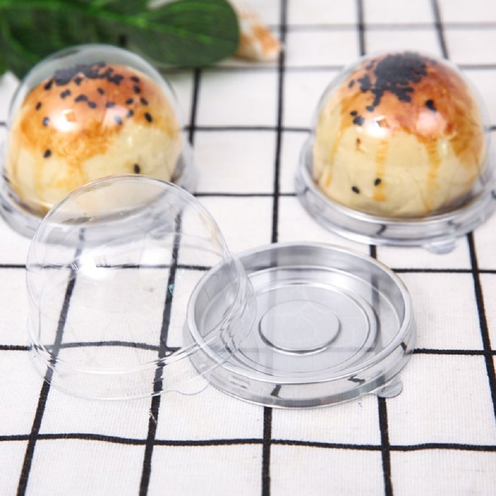 50 Pack 2 Inch Of Clear Plastic Mini Cake Cookies Muffins Dome Box Wedding Birthday Gift Box(Silver)