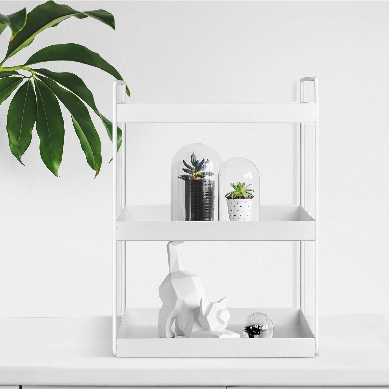 Aisung 3-Tier Bathroom Countertop Organizer Vanity Tray Cosmetic & Makeup Storage Kitchen Spice Rack Standing Shelf, White