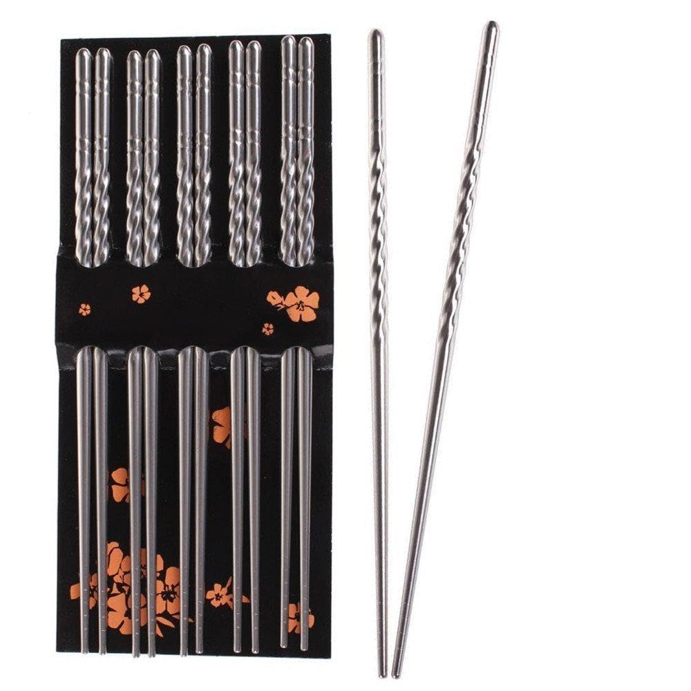 New Star International 901013 Stainless Steel Spiral Chopstick  5 Pairs