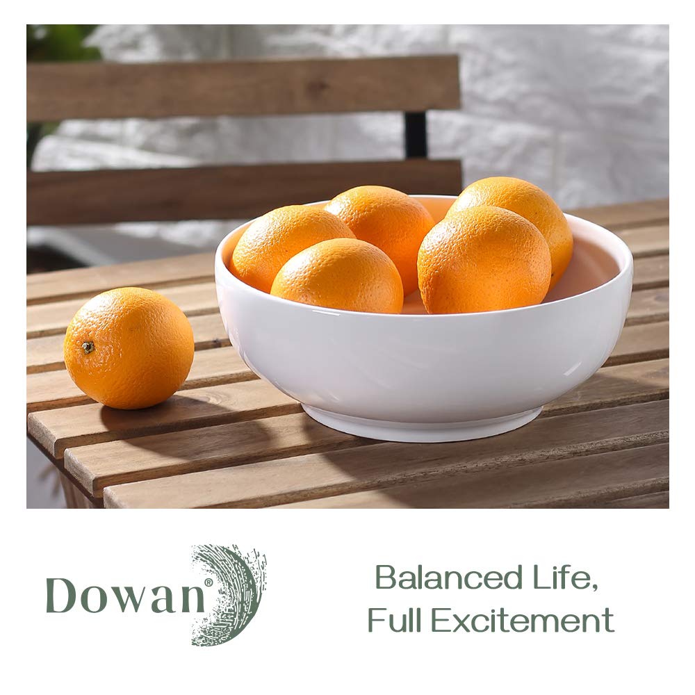 Dowan Serving Bowls, Large Salad Bowls, 9.5'' White Ceramic Fruit Bowls For Entertaining, Side Dishes, Pho, Pasta, Dinner Partie