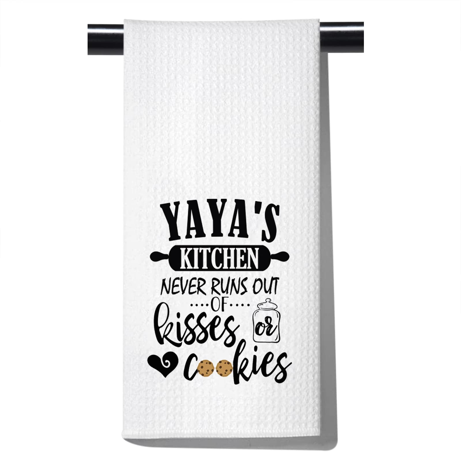 Pofull Yaya Gift Grandma Yaya'S Kitchen Never Runs Out Of Kisses And Cookies Dish Towel (Yaya Towel)