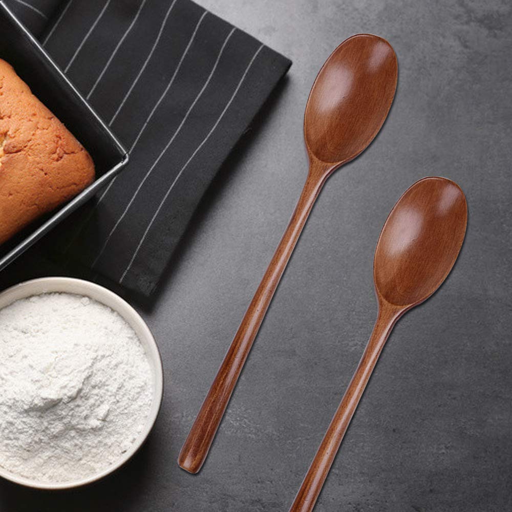 8 Pieces Wood Soup Spoons, Dakuan Wooden Ladle Spoon Set For Cooking Mixing Stirring Honey Tea Soda Dessert Coconut Bowl Nonstic