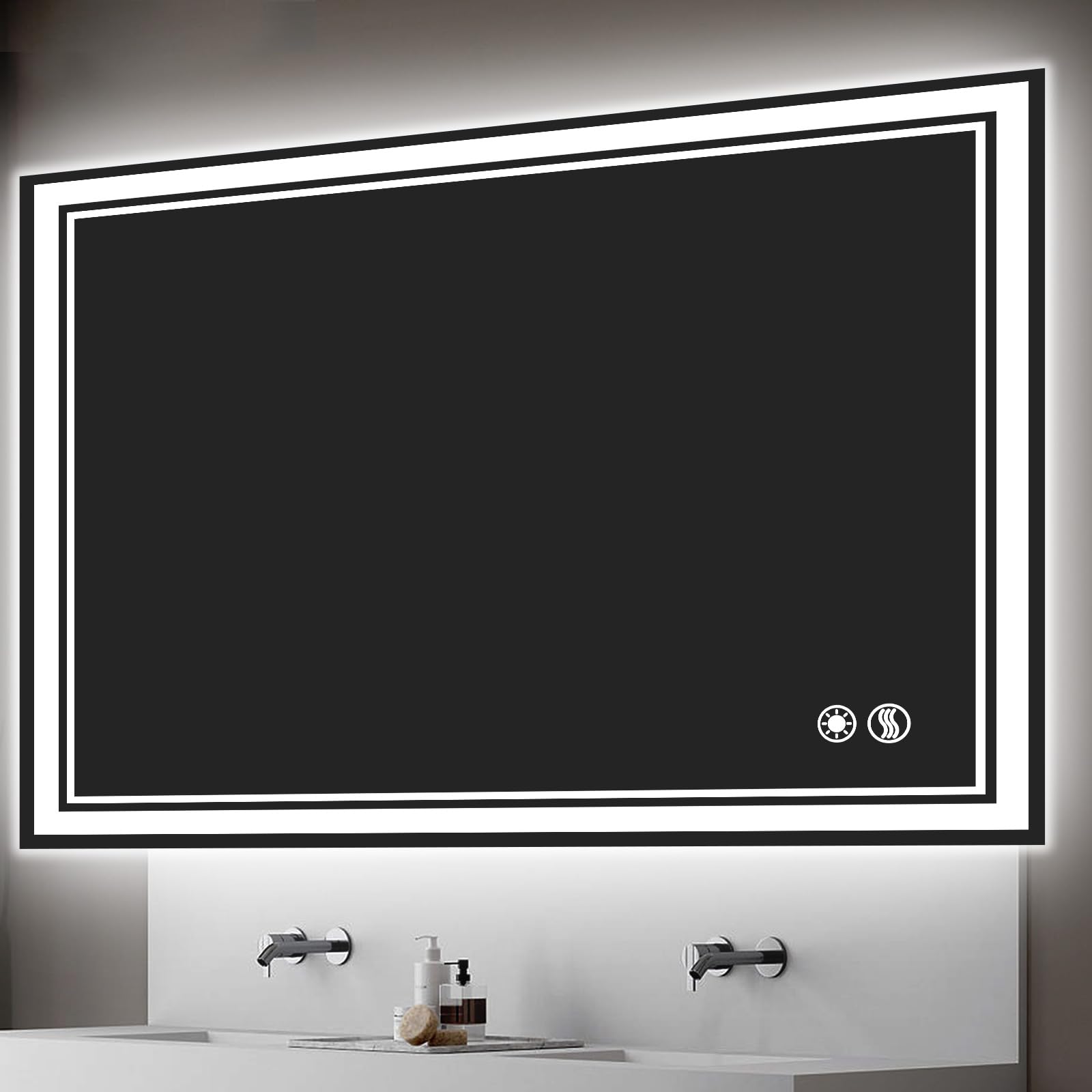 Getovin 40 X 24'' Led Mirror For Bathroom Fogless Bathroom Mirror With Lights Anti-Fog Stepless Dimmable 3 Colors Front And Back