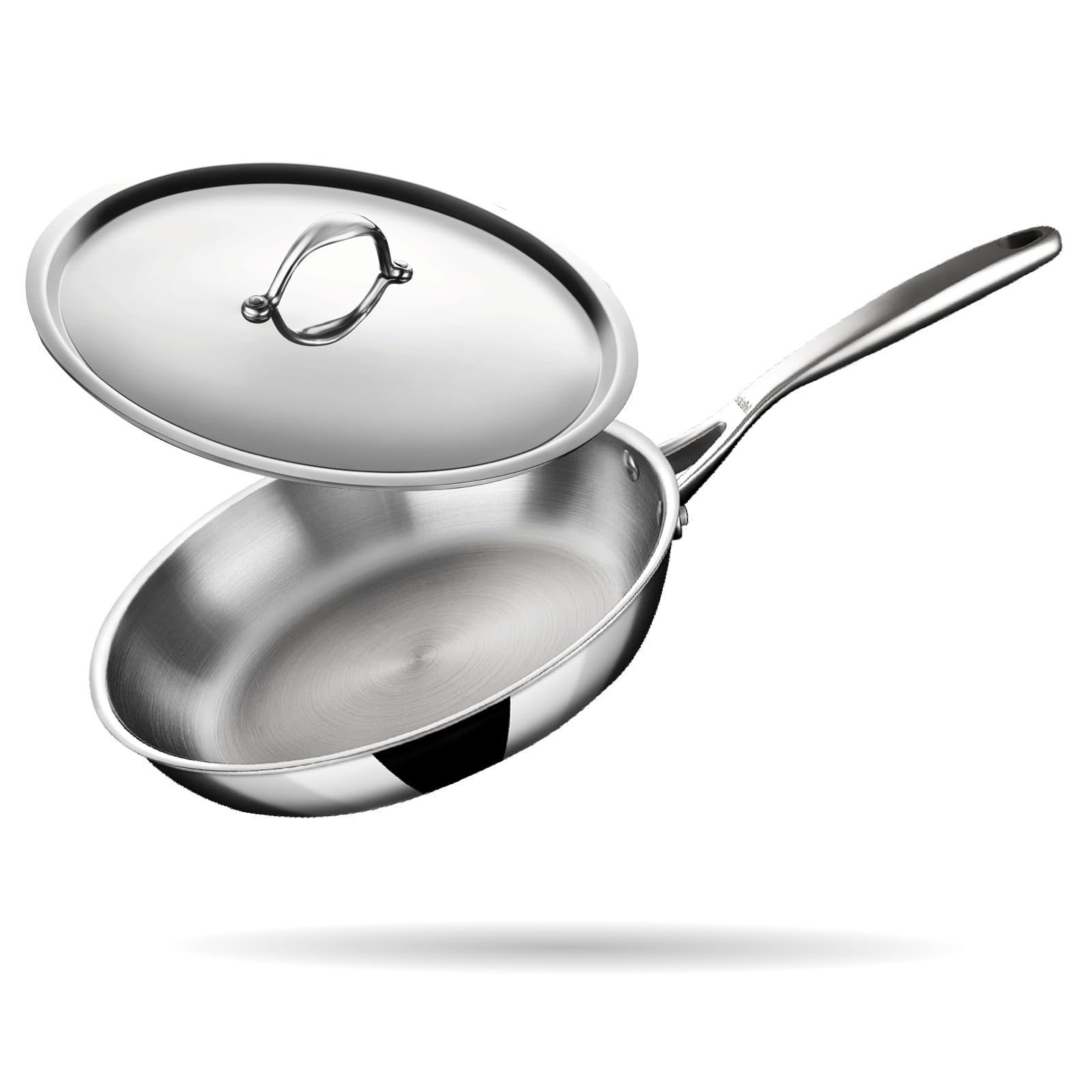 Stahl Artisan Triply 1.3 L, 20 Cm Stainless Steel Fry Pan With Lid, Induction & Gas Stove Compatible Frying Pan, Omelette Pan, E