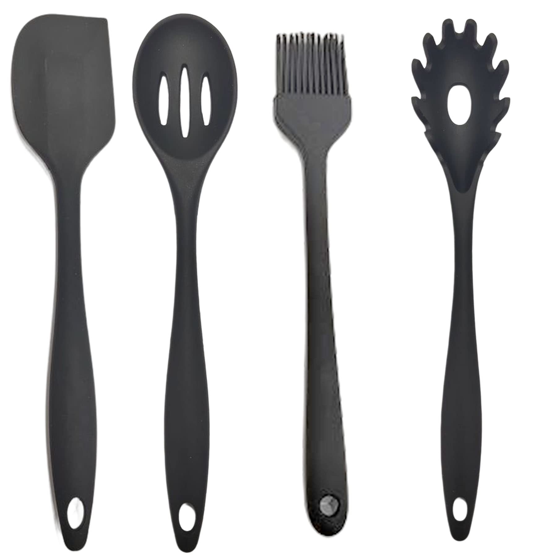 Silicone Kitchen Utensils Set, Heat Resistant, Nonstick Cookware (Black)