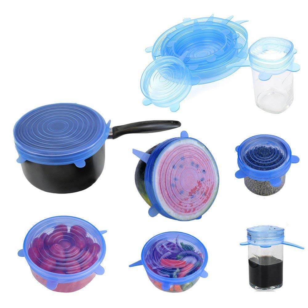 CLOMANA Vacuum and Microwave Safe Silicone Lids Reusable Cover for Bowls Cups Mug Glass Bowl Rectangle Glassware and Mug  Set o