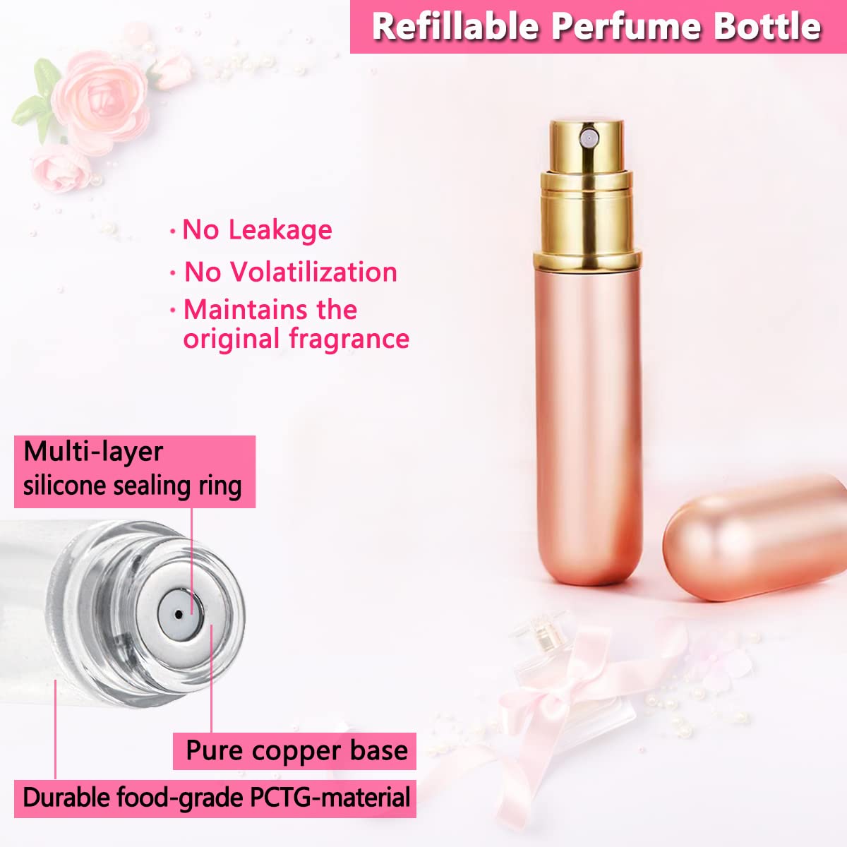 ANTOKX Travel Perfume Bottle Atomizer - 5ML Leakproof Pocket Sprayer for Men & Women, Black-1