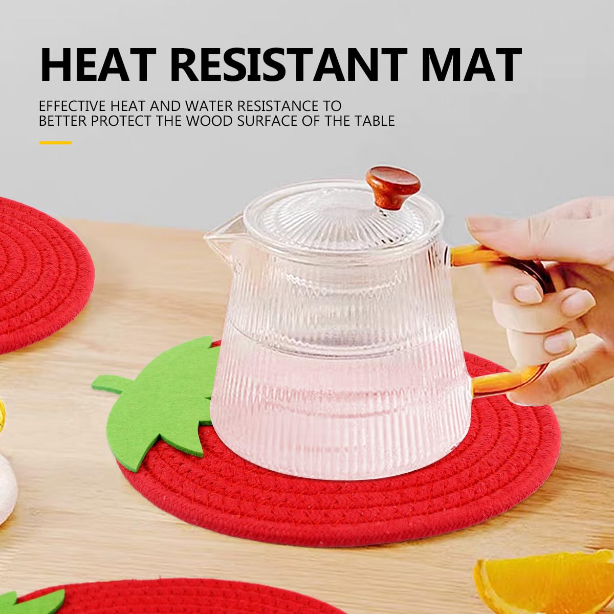 Lnq Luniqi 2Pcs Heat Resistant Place Mat Stberry Shaped Cotton Thread Table Mats Kitchen Resistant Cloth Trivets For Kitchen Hot