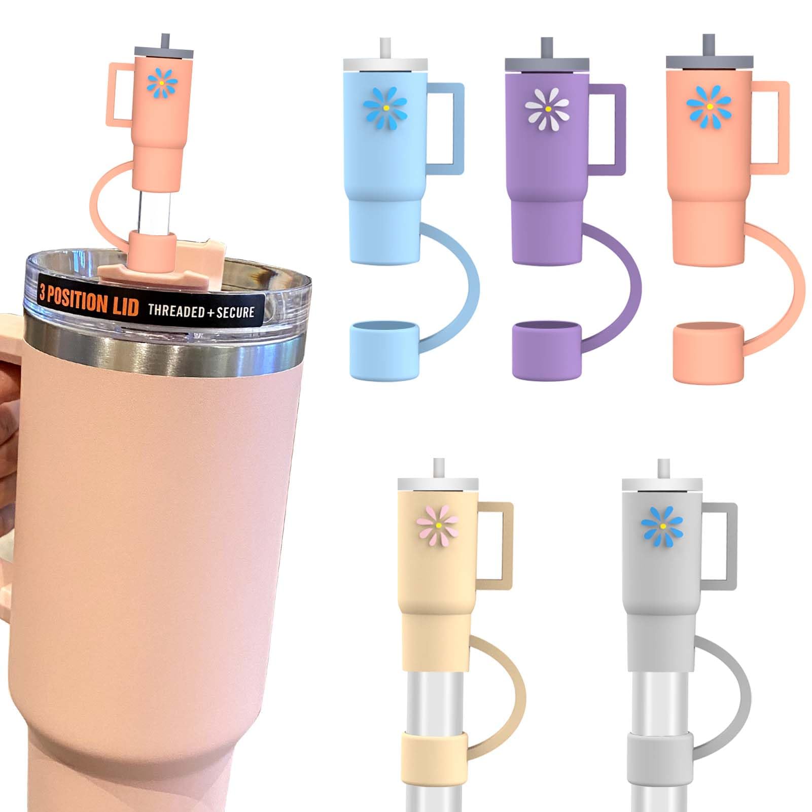 Aiersa 5Pcs Silicone Straw Cover Cap Compatible With 30&40 Oz Tumblers, Straw Tip Covers For Cups Accessories