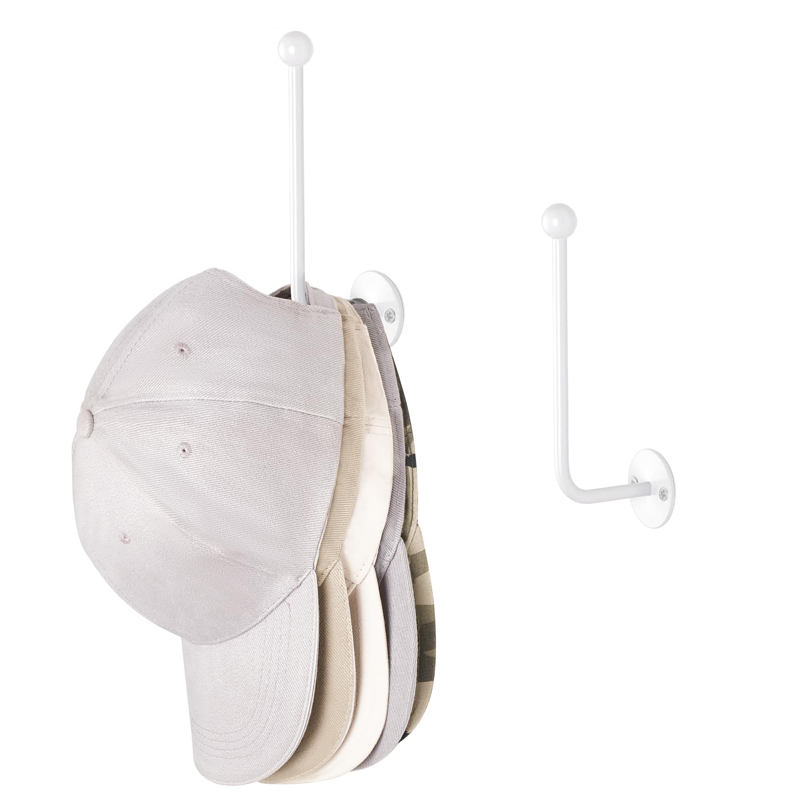 Dahey Hat Organizer For Baseball Caps 2 Pcs Hat Rack Wall Mount 5 Inches Space Saving L Shaped Hat Holder Organizer Modern Metal