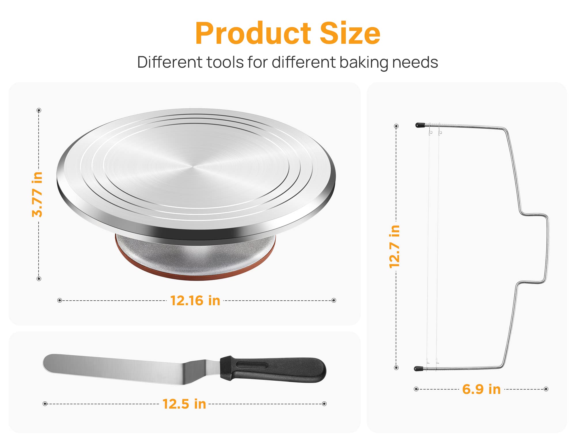 Kootek 22Pcs Cake Decorating Supplies Kit, Baking Tools With 12'' Aluminium Cake Turntable Rotating Cake Stand, Piping Bags And
