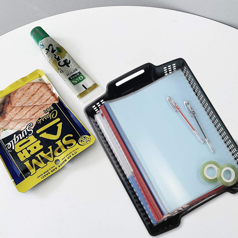 Sandmovie Large Basket Tray For Storage, Plastic Kitchen Classroom Office Organizer, Black, 6 Packs