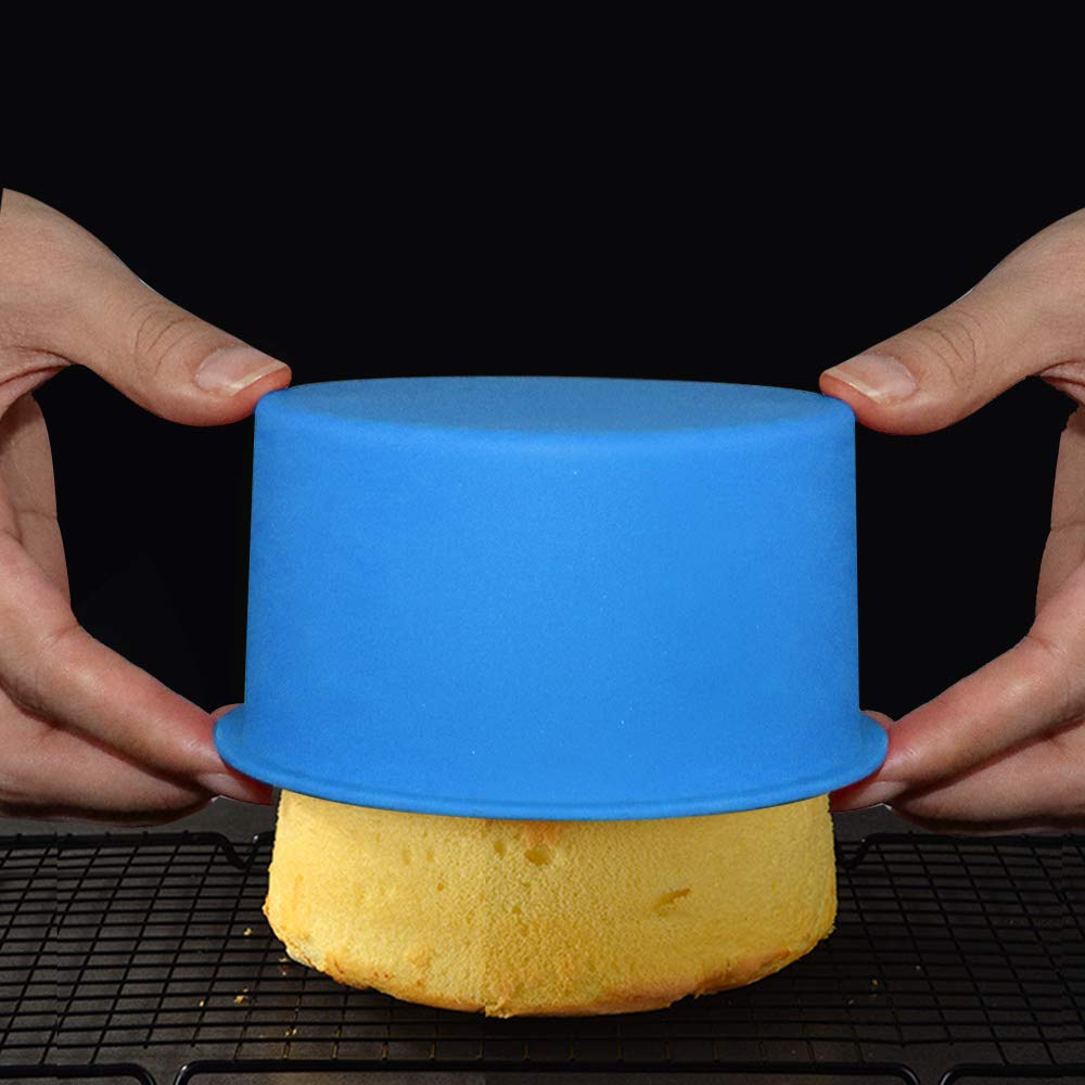 Staruby Silicone Mini Round Cake Molds, 4 Inch, Blue, Reusable, Non-Stick, Microwave, Oven, Freezer Safe