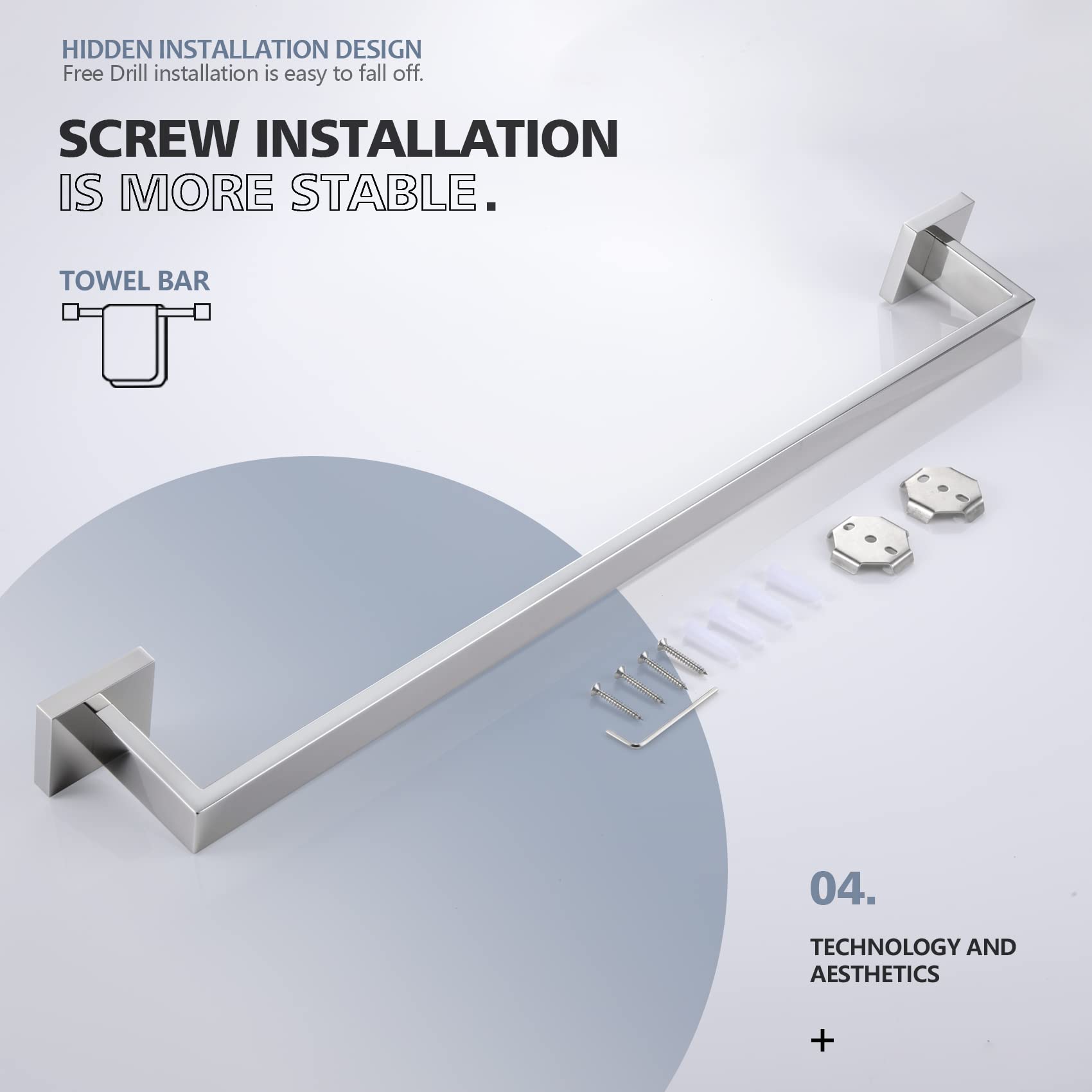 KOKOSIRI 20-Inch Single Towel Bar  Bathroom Kitchen Towel Holder  Wall Mounted SUS304 Stainless Steel Towel Rack  Polished Chrome  B4003CH-L20