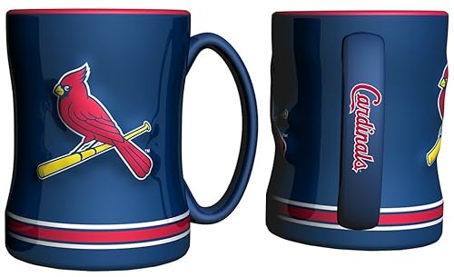 St. Louis Cardinals Coffee Mug - 14Oz Sculpted Relief - Blue