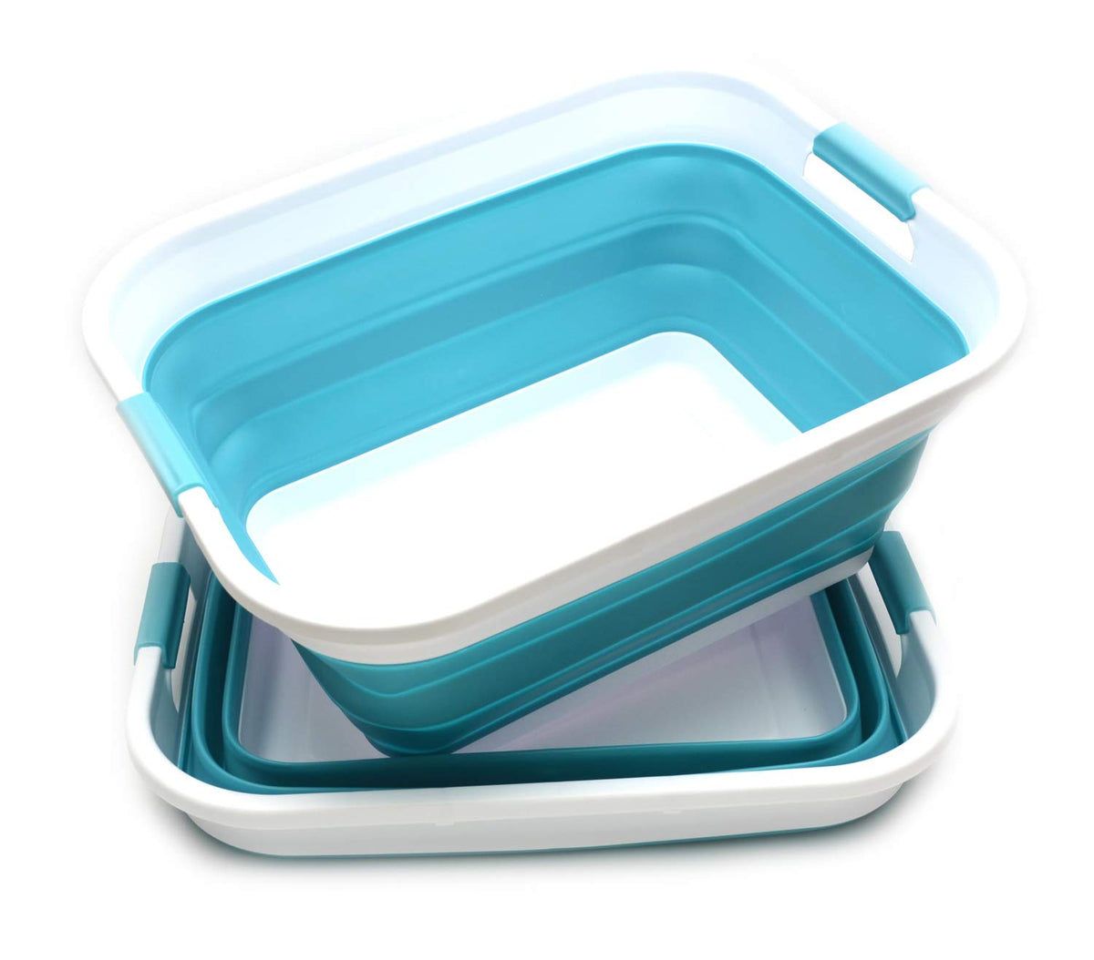 Sammart Set Of 2-41L(10.8 Gallon) Collapsible Plastic Laundry Basket-Pop Up Storage Container-Portable Washing Tub-Space Saving