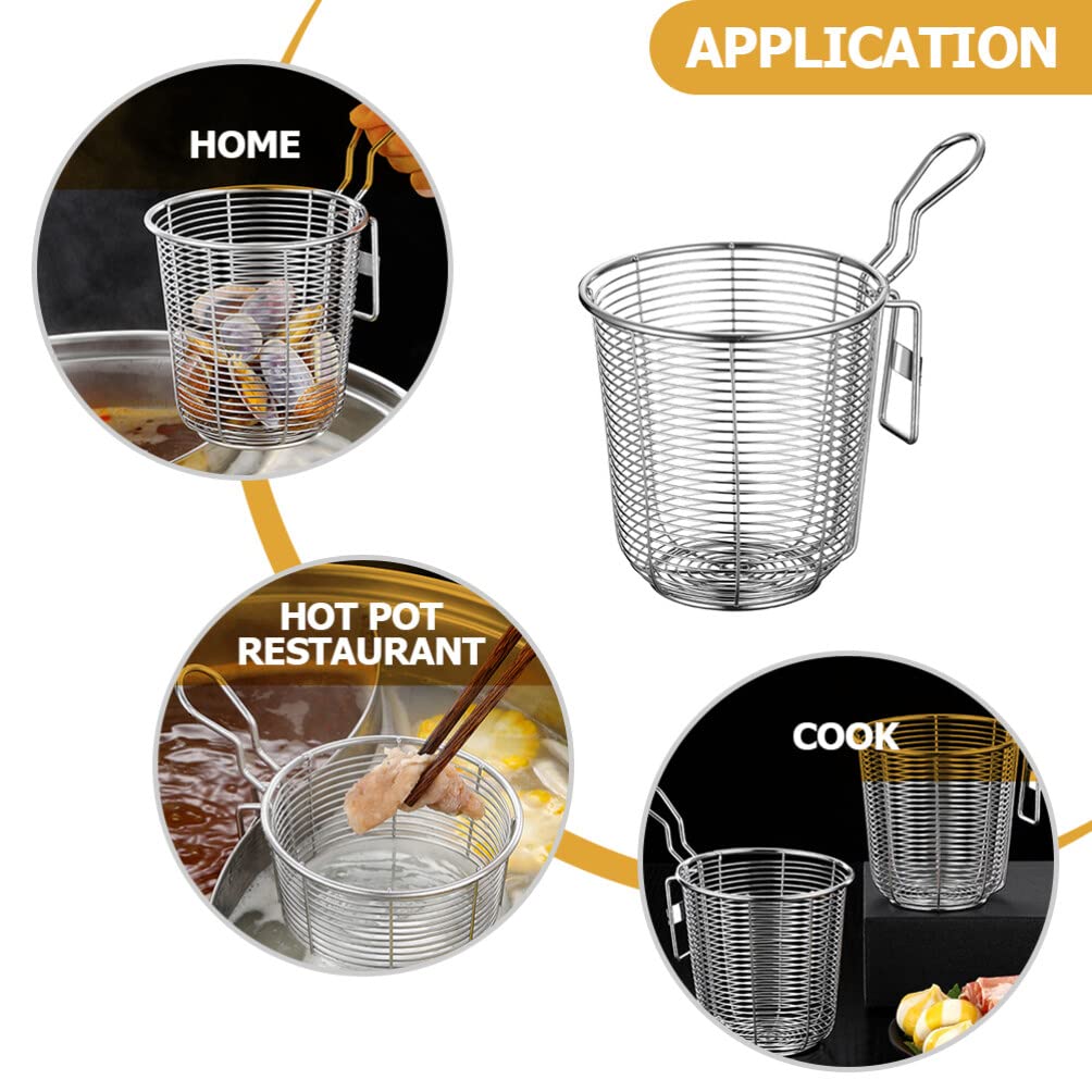 Stainless Steel Strainer Colander Basket: Kitchen Pasta Colander Ramen Skimmer Fine Mesh For Spaghetti Noodles Frying Cooking