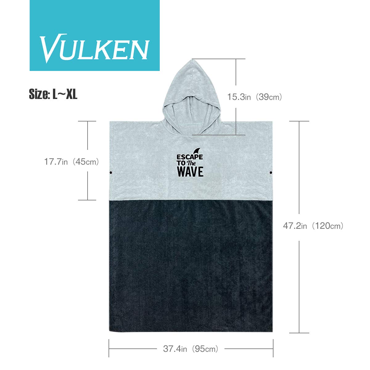 Vulken Extra Large Thick Hooded Beach Towel Changing Robe. Surf Poncho Men For Easy Change In Public. Quick Dry Microfiber Towel
