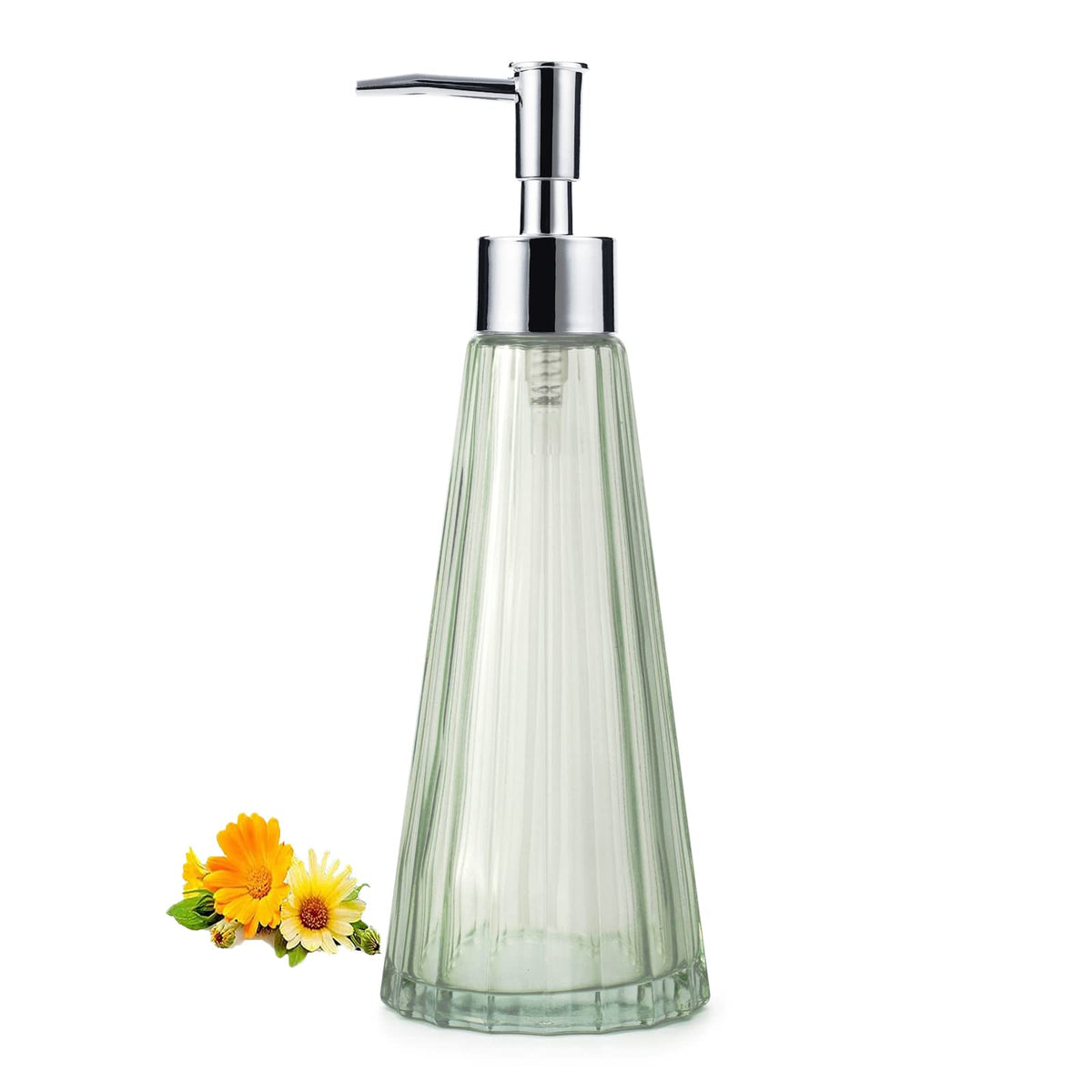 Ivailex 10Oz/300Ml Hand Soap Dispenser Bathroom, Kitchen Soap Dispenser, Glass Soap Dispenser With Silver Rust Proof Pump, Liqui