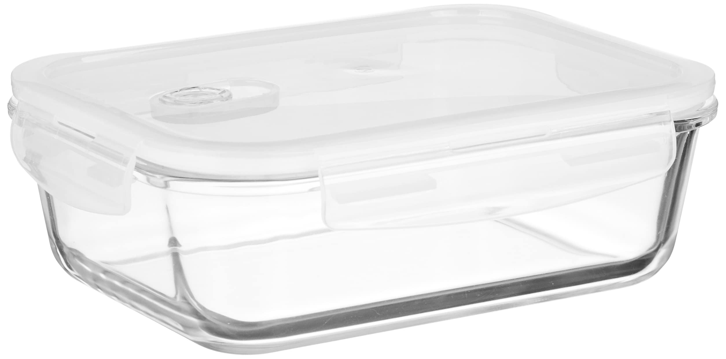 Amazon Brand - Solimo Borosilicate Glass Container With Air-Vent Lid For Kitchen/Tiffin, Rectangle (1,500 Ml),Transparent