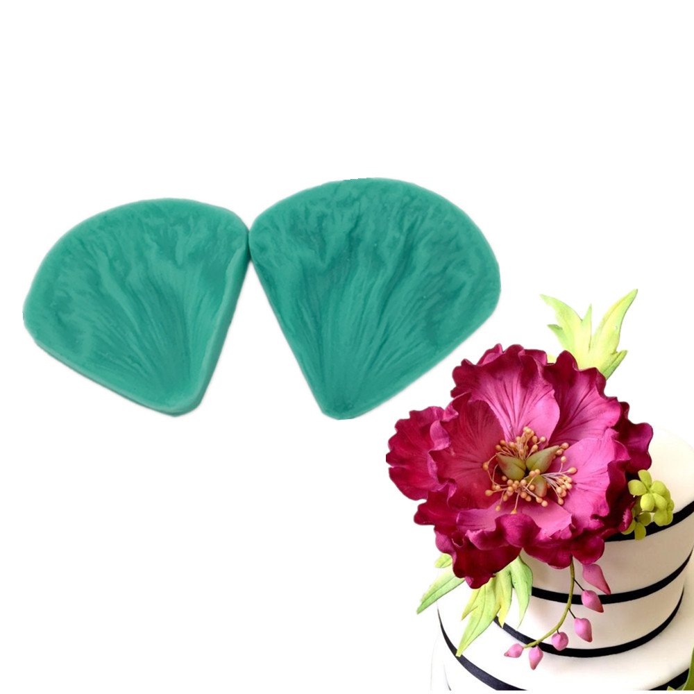 2Pcs Gumpaste Peony Silicone Veining Mold Fondant Flowers For Cake Decorating Silicone Veiner Flower Making Tools